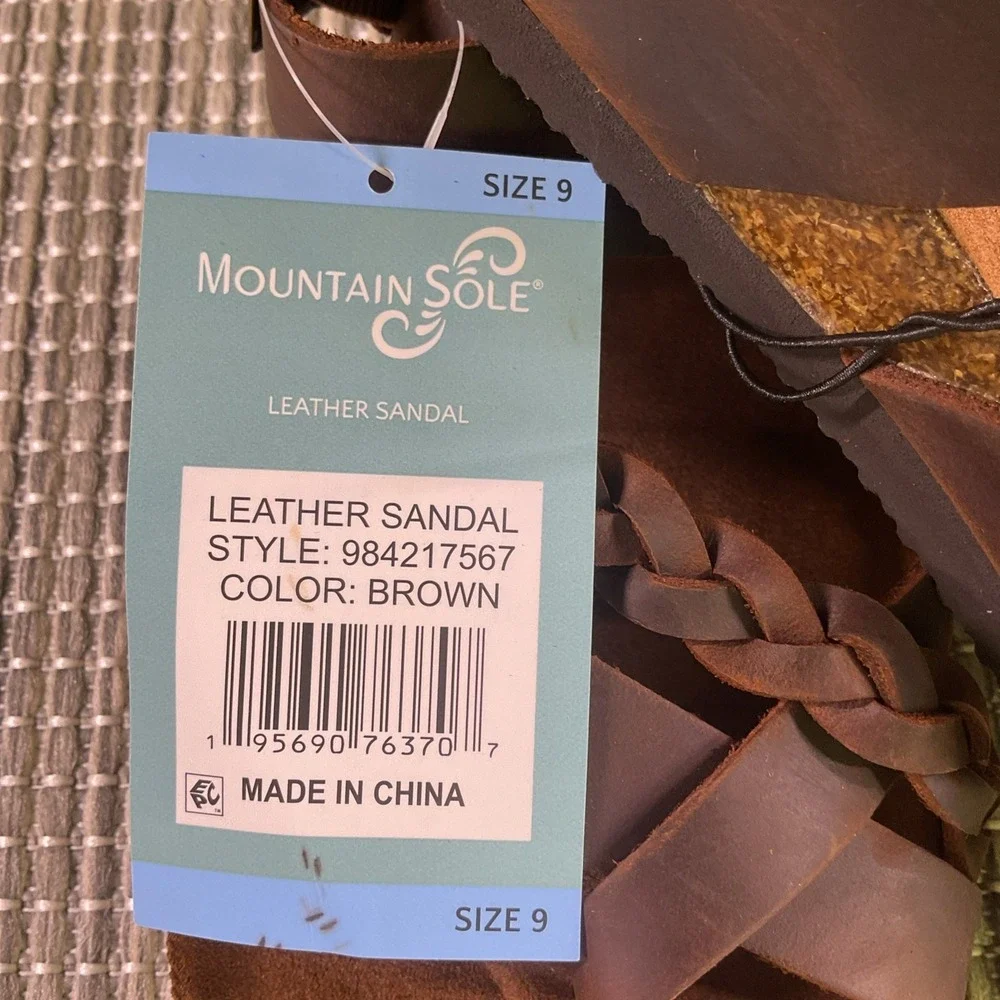 New Women's Brown Mountain Sole Leather Sandals Size 9